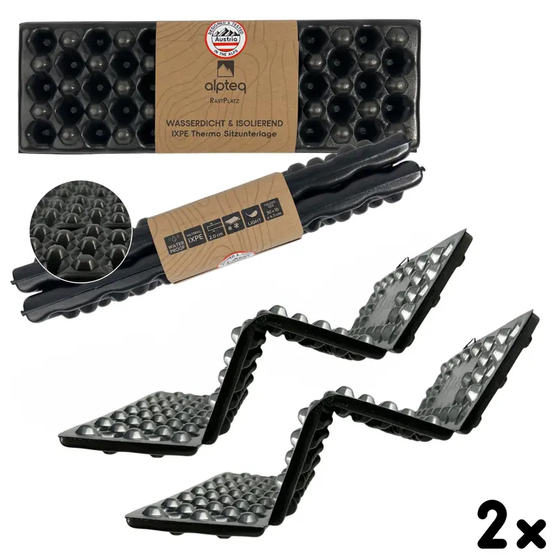 RastPlatz faltbares Sitzkissen Alu beschichtet | Schwarz | 2er Set