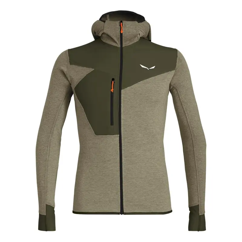 Salewa Puez 2 Dry M L/S Hood FZ Tee dark olive
