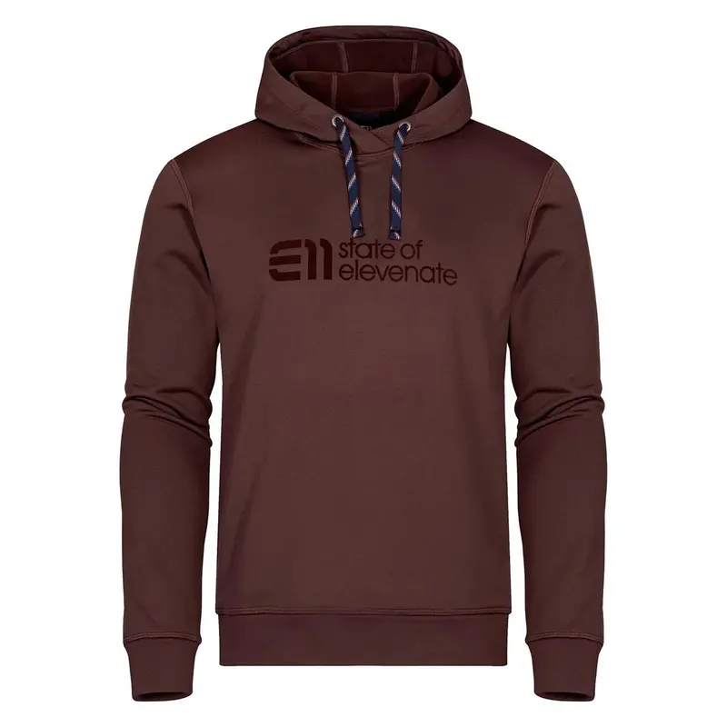 sate of elevenate Logo Hood maroon brown