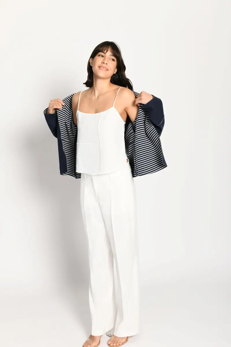 Scuba-Kastenjacke in Navy & Taupe