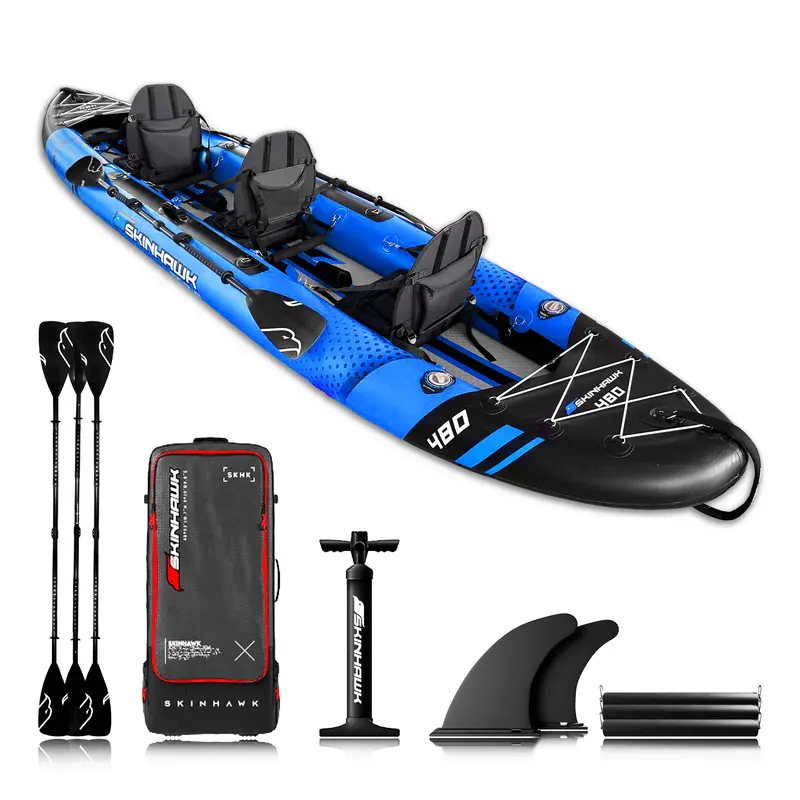 SKINHAWK 3ER EXCLUSIV KAJAK 480 x 96 CM BLAU