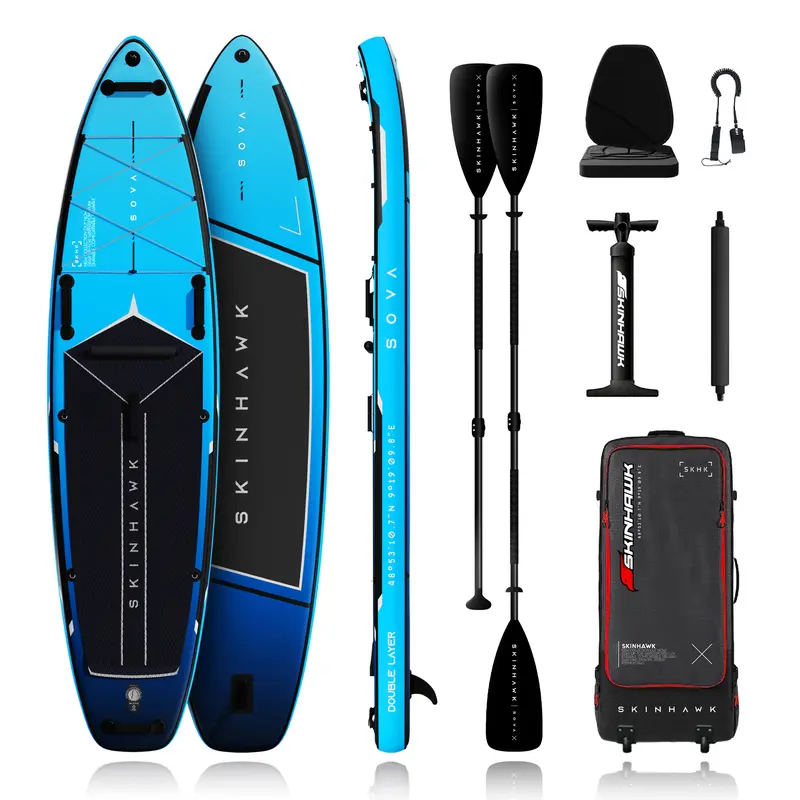 SKINHAWK SOVA12 SUP Board Set 366 x 85 x 15cm BLAU