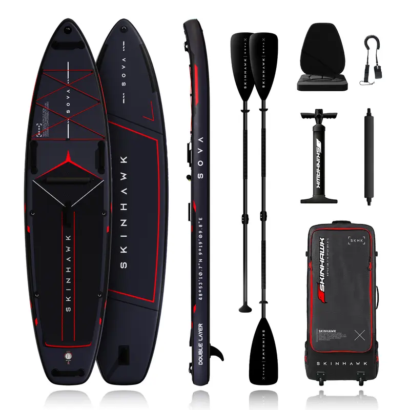 SKINHAWK SOVA12 SUP Board Set 366 x 85 x 15cm SCHWARZ