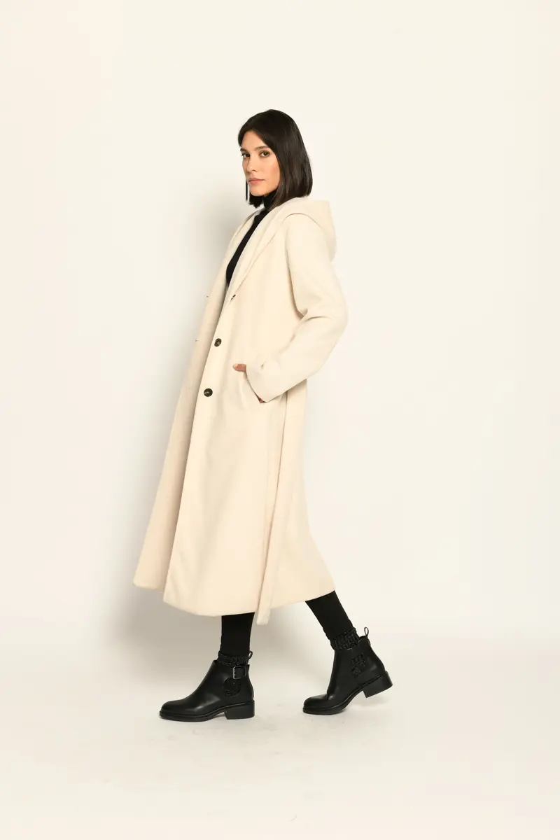 Soft Look - Mantel mit Kapuze und Taillengürtel