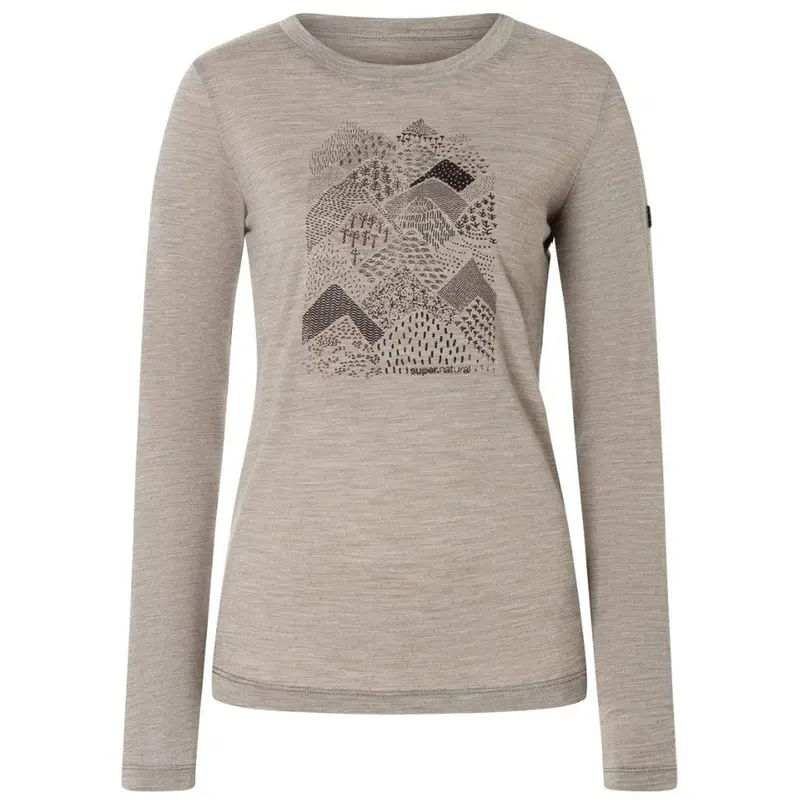 Super Natural W Hilly LS vintage khaki melange Damen Longsleeve