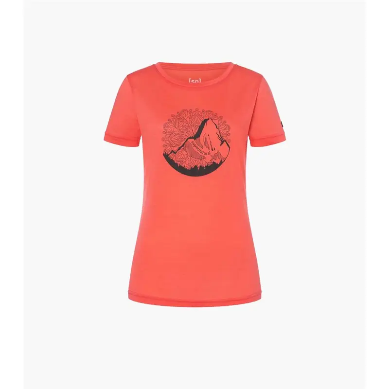 Super.Natural W Mountain Mandala Tee Damen living coral stone grey