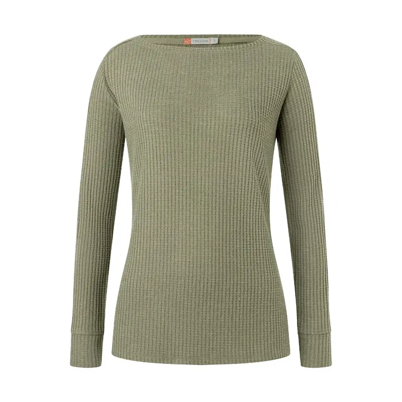 Timezone Boat Neck Longsleeve boxwood green Damen