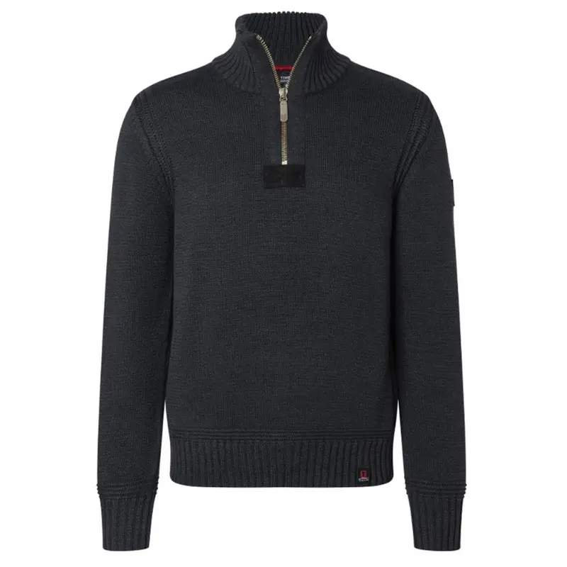 Timezone Heavy Knit Seamans Troyer black melange Herren