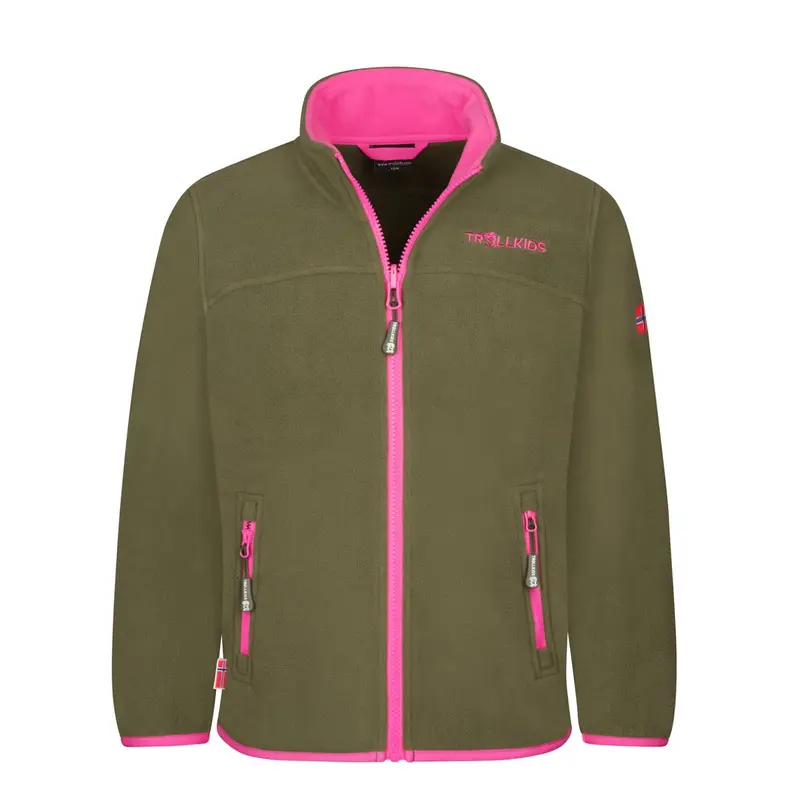 Trollkids Girls Oppdal Jacket XT dusky olive/light magenta