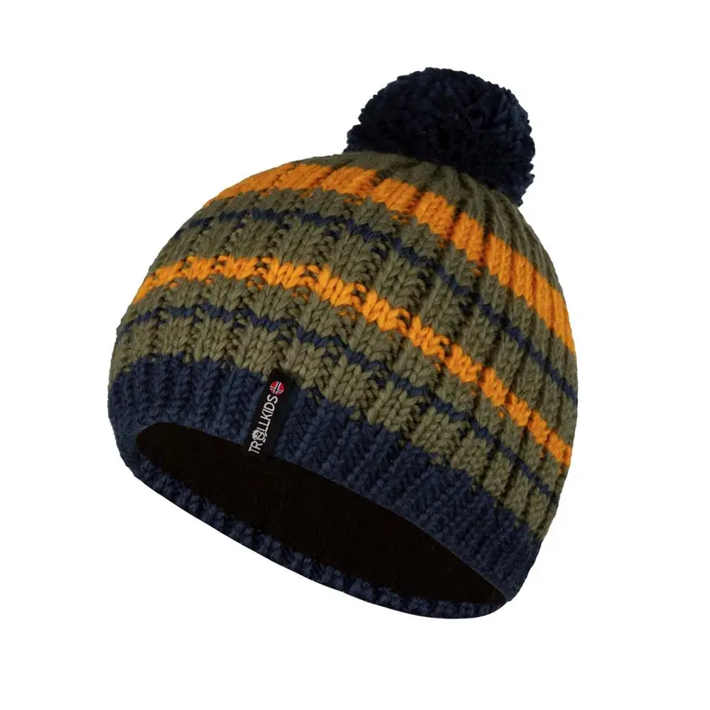 Trollkids Hafjell Bobble Cap moss/golden yellow/ mystic blue