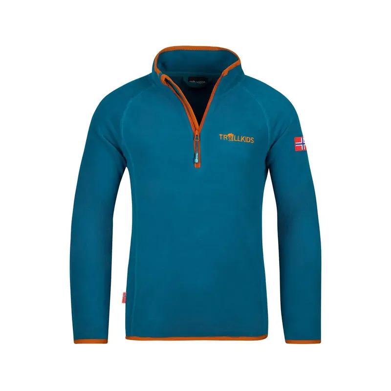 Trollkids Kinder Nordland Half Zip Deep Lagoon/ Cinnamon