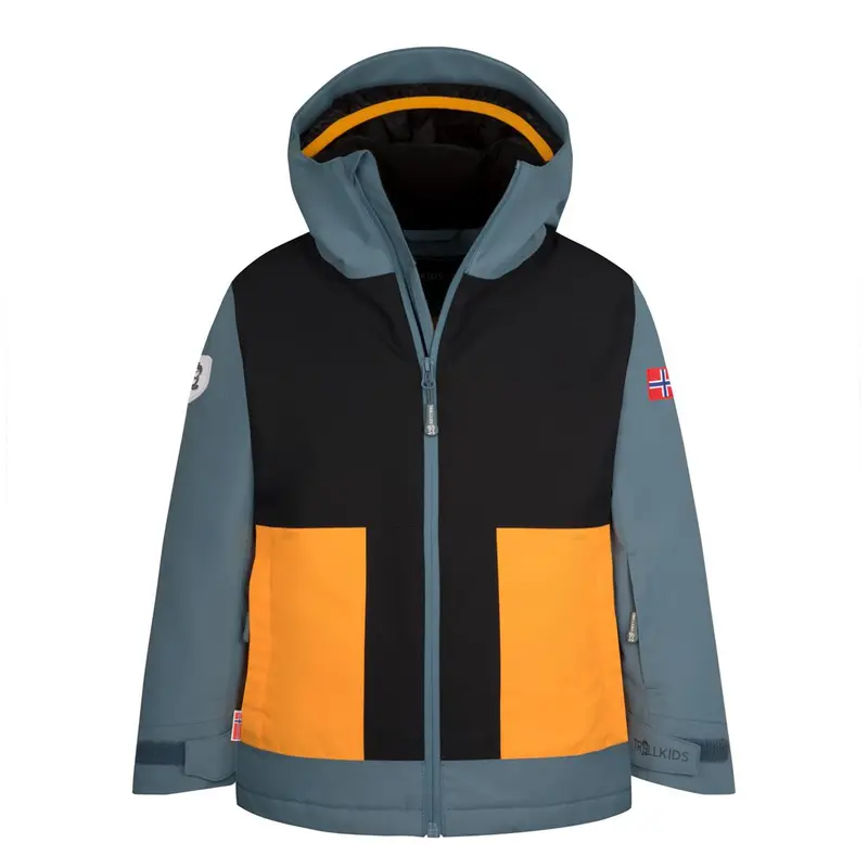 Trollkids Rauland Jacket black/steel blue/mango