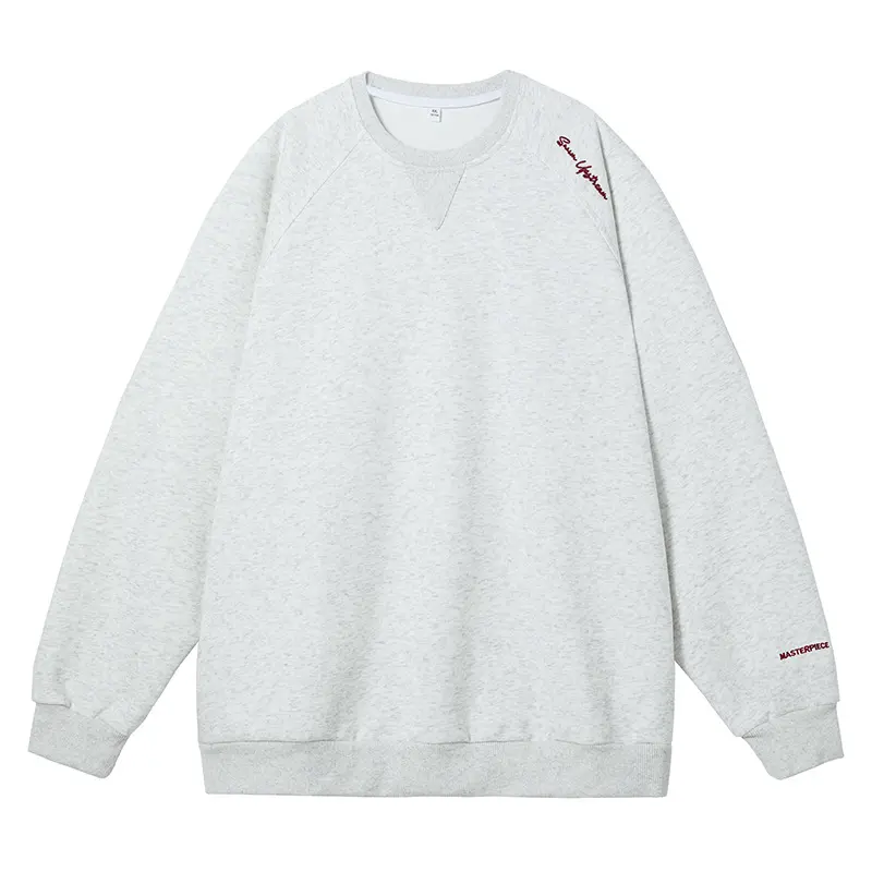 Unisex Boxy-Sweatshirt aus Mélange-French-Terry mit Raglanärmeln und dezenter Script-Stickerei Drune