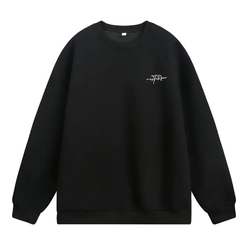 Unisex Boxy-Sweatshirt mit minimaler Script-Stickerei und geripptem Bund Drune