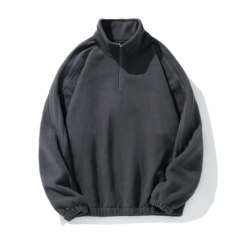Unisex Fleecepullover mit Halbreißverschluss, Stehkragen und elastischem Saum Drune