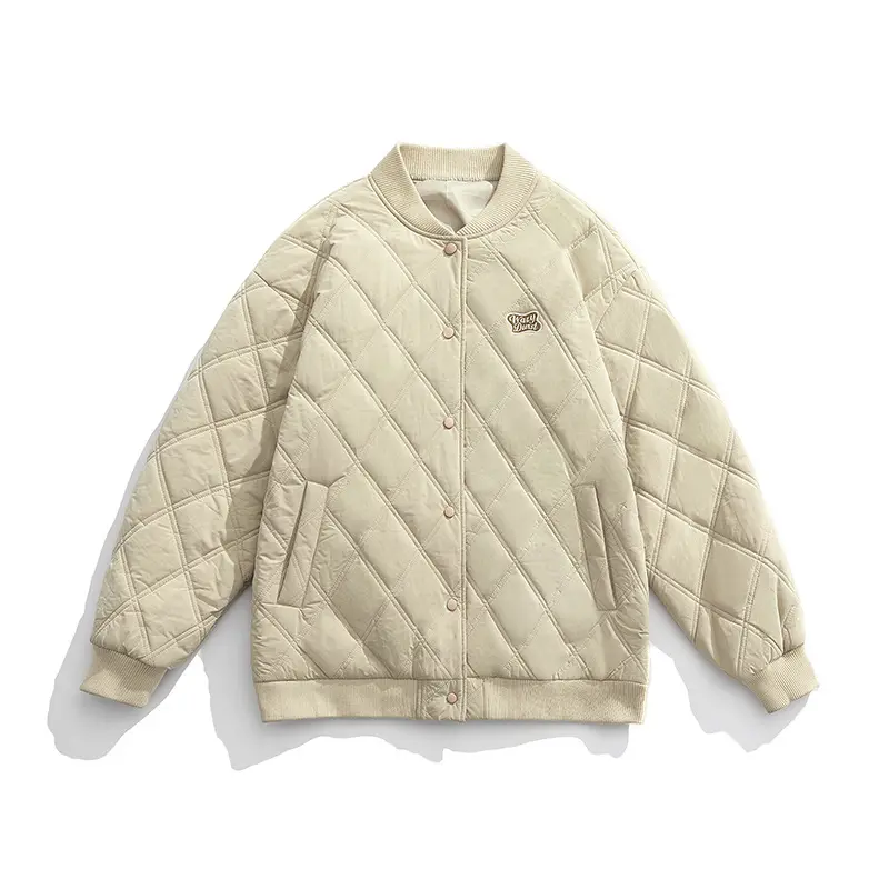 Unisex Gestepste Bomberjacke im Boxy‑Schnitt mit Stehkragen und Druckknopfleiste Drune