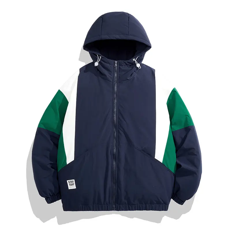 Unisex Kapuzen‑Steppjacke im Colorblock‑Look mit elastischem Saum, Kängurutaschen & leichtem Thermofutter Drune