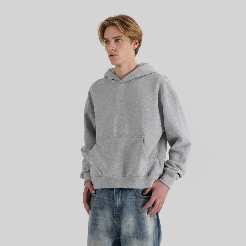 Unisex Kapuzenpullover aus weichem Baumwoll-Fleece mit Kängurutasche und verkürzter Silhouette Drune