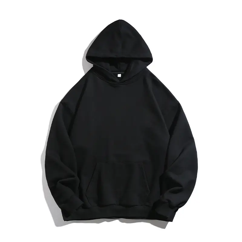Unisex Kastenförmiger Kapuzenpullover mit minimalistischer Nahtführung, Kängurutasche und verlängertem Rückenteil Drune