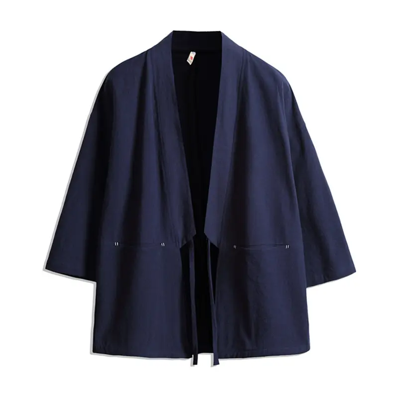 Unisex Kimono-Jacke im Oversize‑Schnitt aus leichter Baumwollmischung mit Bindegürtel Drune
