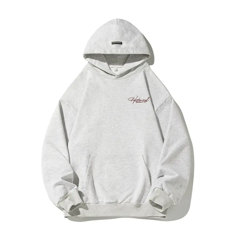 Unisex Komfort-Kapuzenpullover mit verlängertem Rückenteil, Raglanärmeln und Script-Stickerei Drune