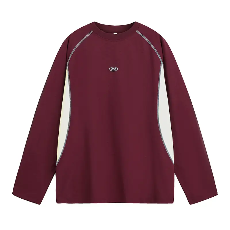 Unisex Langärmliges Sweatshirt mit Raglannähten, Kontrastseiten und minimalistischer Logo-Stickerei Drune