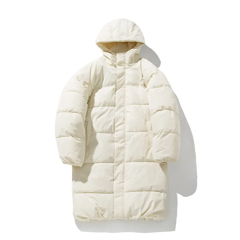 Unisex Langer Steppparka im Clean-Look mit Kapuze, Thermofüllung und verstellbarem Saum Drune