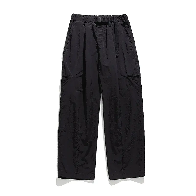 Unisex Leichte Nylon‑Plissé‑Freizeit‑Hose mit elastischem Tunnelzugbund und integriertem Gurtband Drune