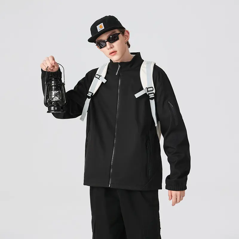 Unisex Leichte Softshell-Jacke mit Stehkragen, durchgehendem Reißverschluss und Ärmeltasche Drune