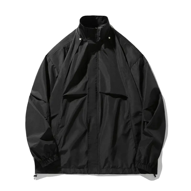 Unisex Leichte technische Windbreaker‑Jacke mit Stehkragen, verdecktem Reißverschluss und verstellbarem Saum Drune