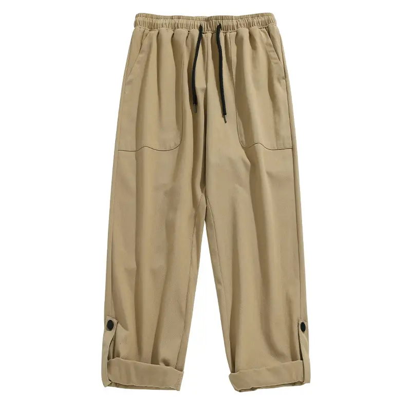 Unisex Locker geschnittene Baumwollmix-Freizeithose mit elastischem Bund, Tunnelzug und aufgesetzten Taschen Drune