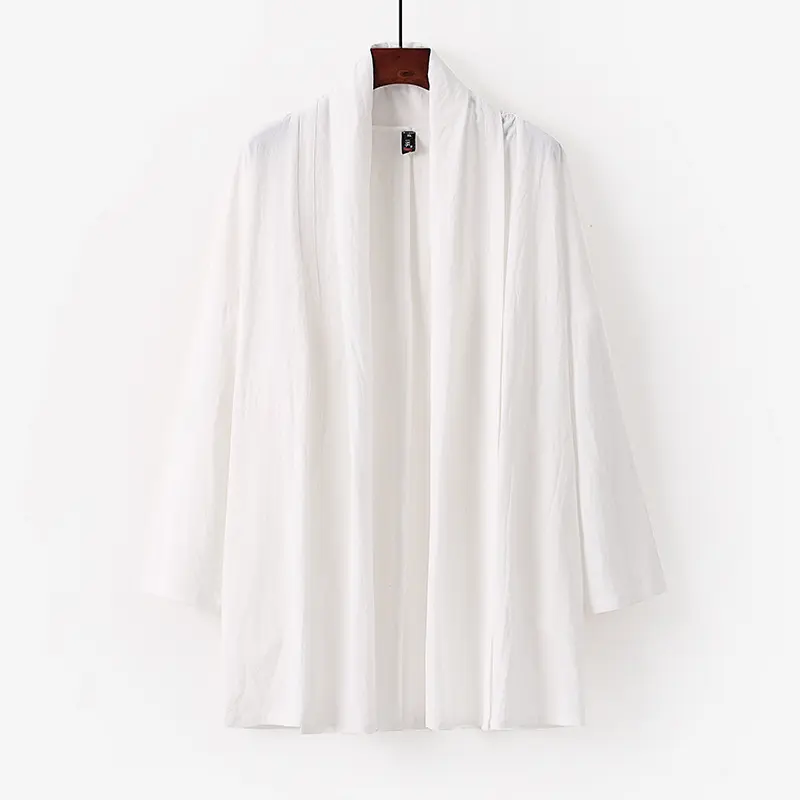 Unisex Offene Kimono-Cardigan aus leichter Baumwoll-Leinen-Mischung Drune
