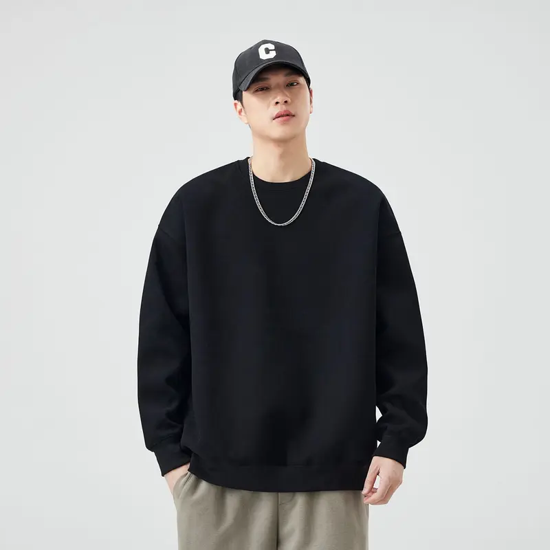 Unisex Oversize Baumwoll-Sweatshirt mit Rundhalsausschnitt und breiten Bündchen Drune