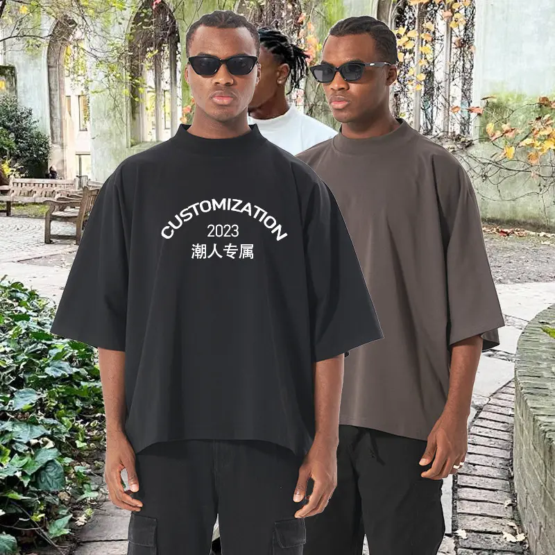 Unisex Oversize Boxy T‑Shirt aus schwerer Baumwolle mit weitem Schnitt und verlängerten Ärmeln Drune