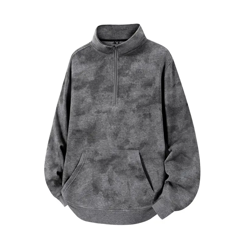 Unisex Oversize-Halbzip-Sweatshirt mit Kängurutasche und hohem Kragen Drune