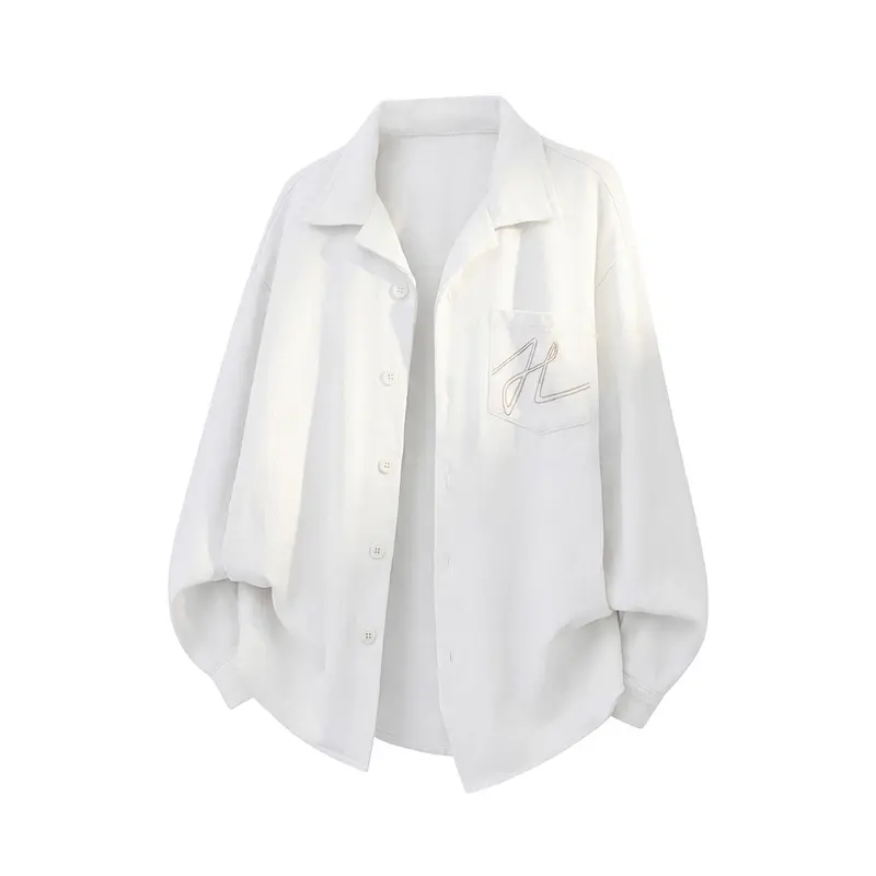 Unisex Oversize Hemdjacke aus Baumwoll-Twill mit aufgesetzter Brusttasche Drune