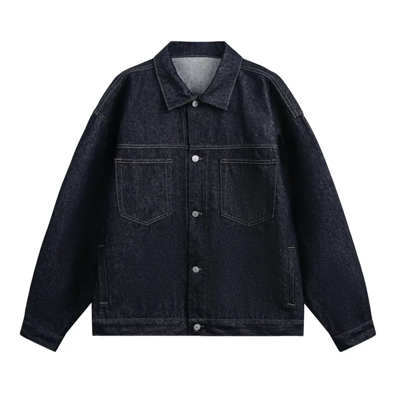 Unisex Oversize Jeansjacke mit kastigem Schnitt und großen Brusttaschen Drune