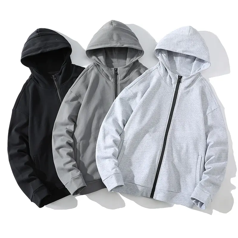 Unisex Oversize Kapuzen-Zipjacke aus weichem Fleece mit durchgehendem Reißverschluss und Eingrifftaschen Drune