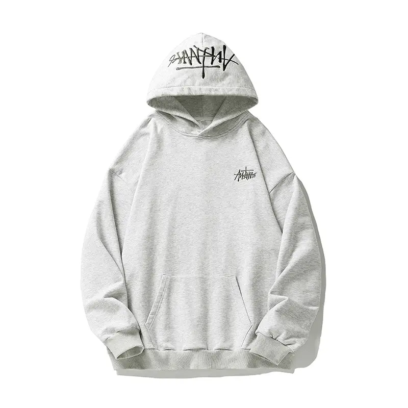 Unisex Oversize Kapuzenpullover mit Kängurutasche und bedruckter Kapuze Drune