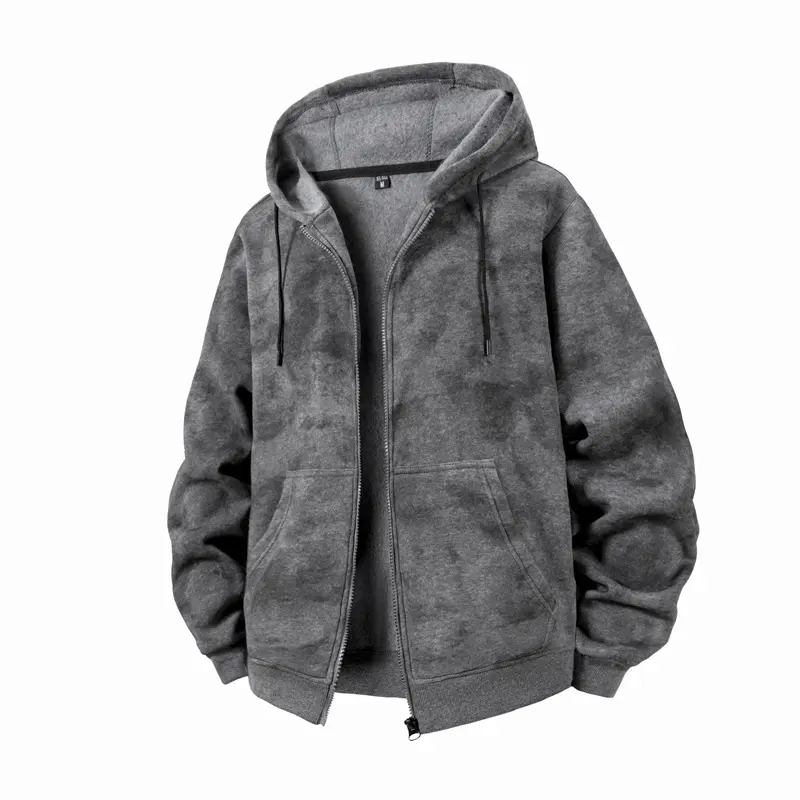 Unisex Oversize Kapuzenzipjacke aus schwerer French-Terry mit Kängurutaschen Drune
