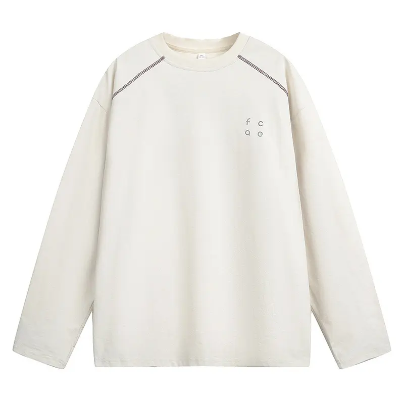 Unisex Oversize Langarmshirt aus Baumwollmix mit Raglannähten und minimalistischer Bruststickerei Drune
