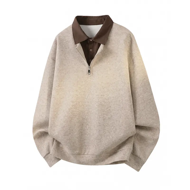 Unisex Oversize-Pullover mit Polokragen und halbem Reißverschluss Drune