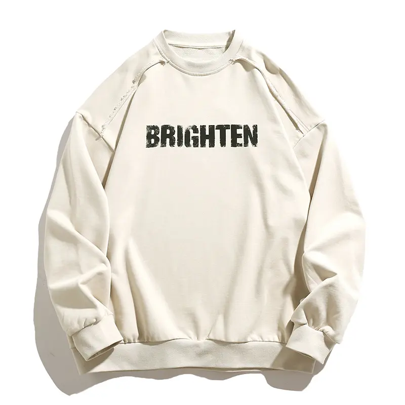 Unisex Oversize Rundhals-Sweatshirt mit distressed Schulternähten und vintage Frontprint Drune