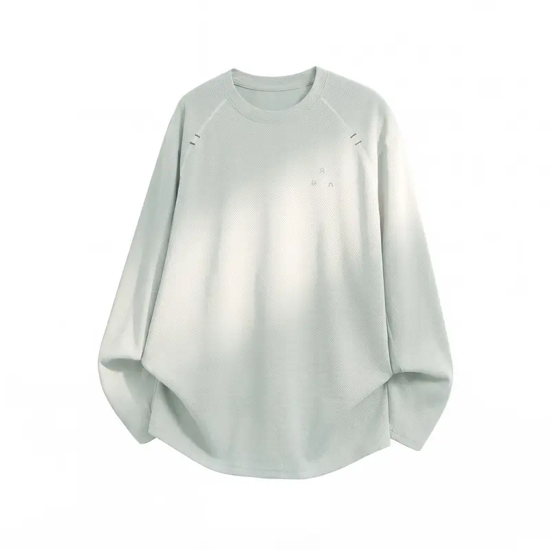Unisex Oversize Rundhals-Sweatshirt mit Waffelstruktur und geschwungener Saum Drune