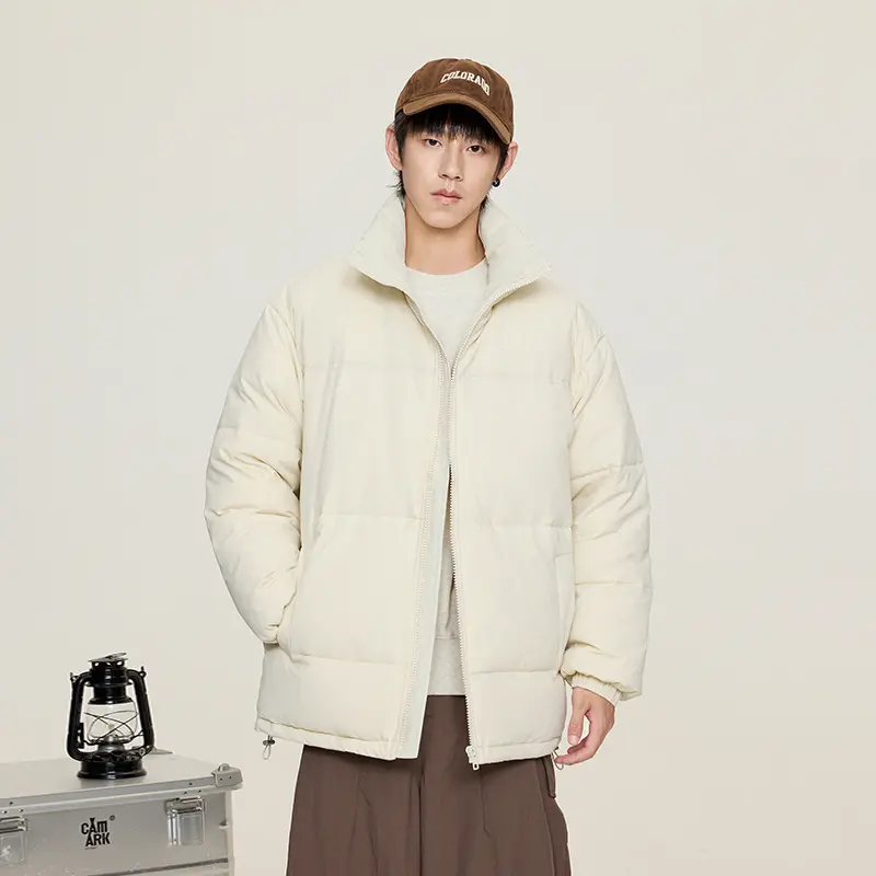 Unisex Oversize Steppjacke mit hohem Kragen und Kordelzug Drune