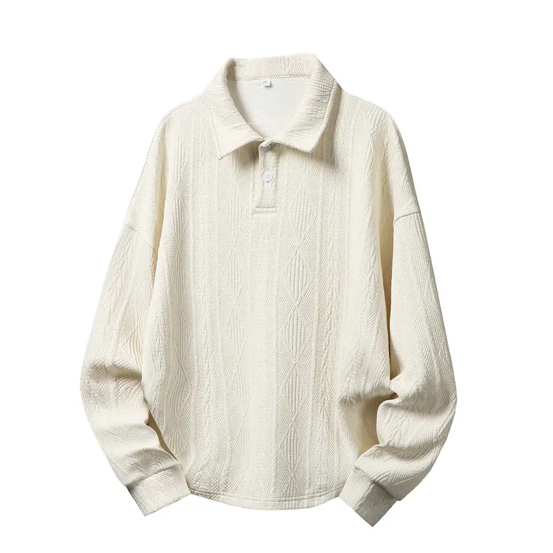 Unisex Oversize Strick-Poloshirt mit Henley-Knopfleiste und Strukturstrick Drune