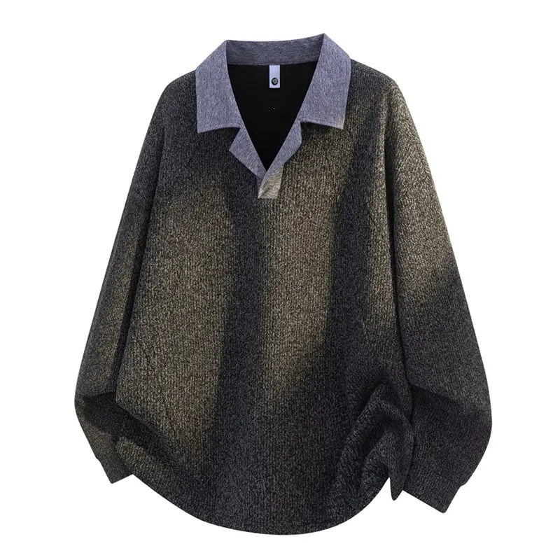 Unisex Oversize-Strickpullover mit kontrastierendem Polokragen und Halbsteg-Knopfleiste Drune