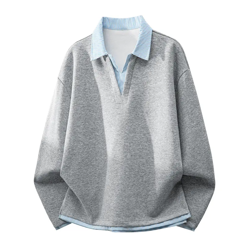 Unisex Oversize-Sweatshirt mit eingearbeitetem Hemdkragen und V-Ausschnitt-Detail Drune