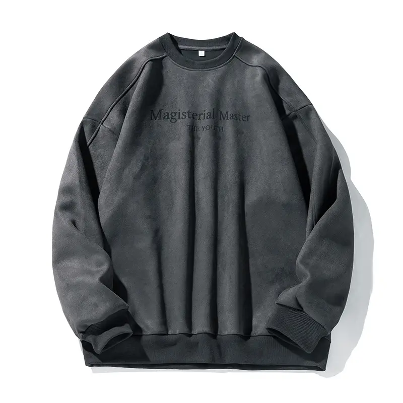 Unisex Oversize Velours-Sweatshirt mit Rundhalsausschnitt und dezenter Script-Prägung Drune