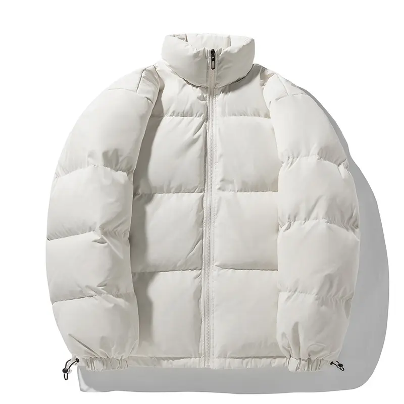 Unisex Oversize Wattierte Steppjacke mit hohem Stehkragen, Kordelzugsaum und durchgehendem Reißverschluss Drune